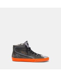 Golden Goose Slide Sneakers In Suede With High-vis Inserts And Varnished Sole