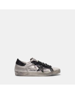 Golden Goose Super-Star Sneakers In Silver Leather With Contrasting Inserts