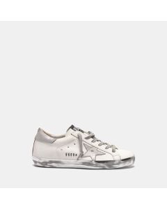Golden Goose Super-Star Sneakers With Silver Sparkle Foxing And Metal Stud Lettering