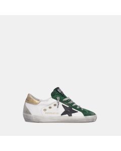 Golden Goose White And Green Super-star Sneakers
